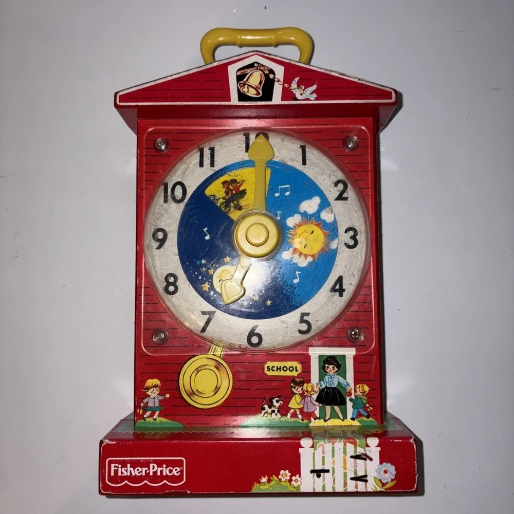Fisher Price Classics Music Box Teaching Clock Musical, Teaches Time Works!